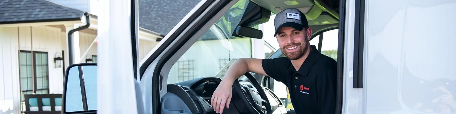HVAC technician with Trane refrigerant